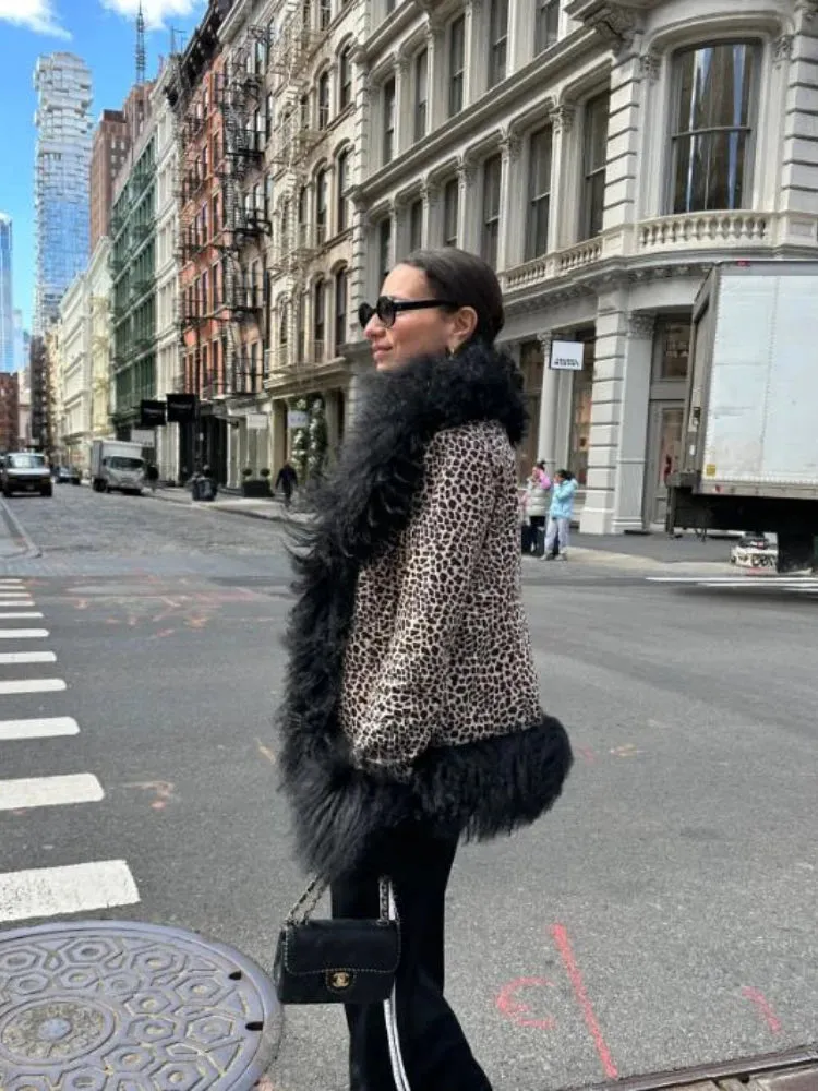 Dorothy Danger Faux Leopard and Shearling Coat