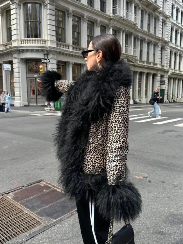 Dorothy Danger Faux Leopard and Shearling Coat
