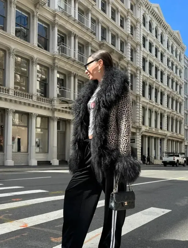 Dorothy Danger Faux Leopard and Shearling Coat