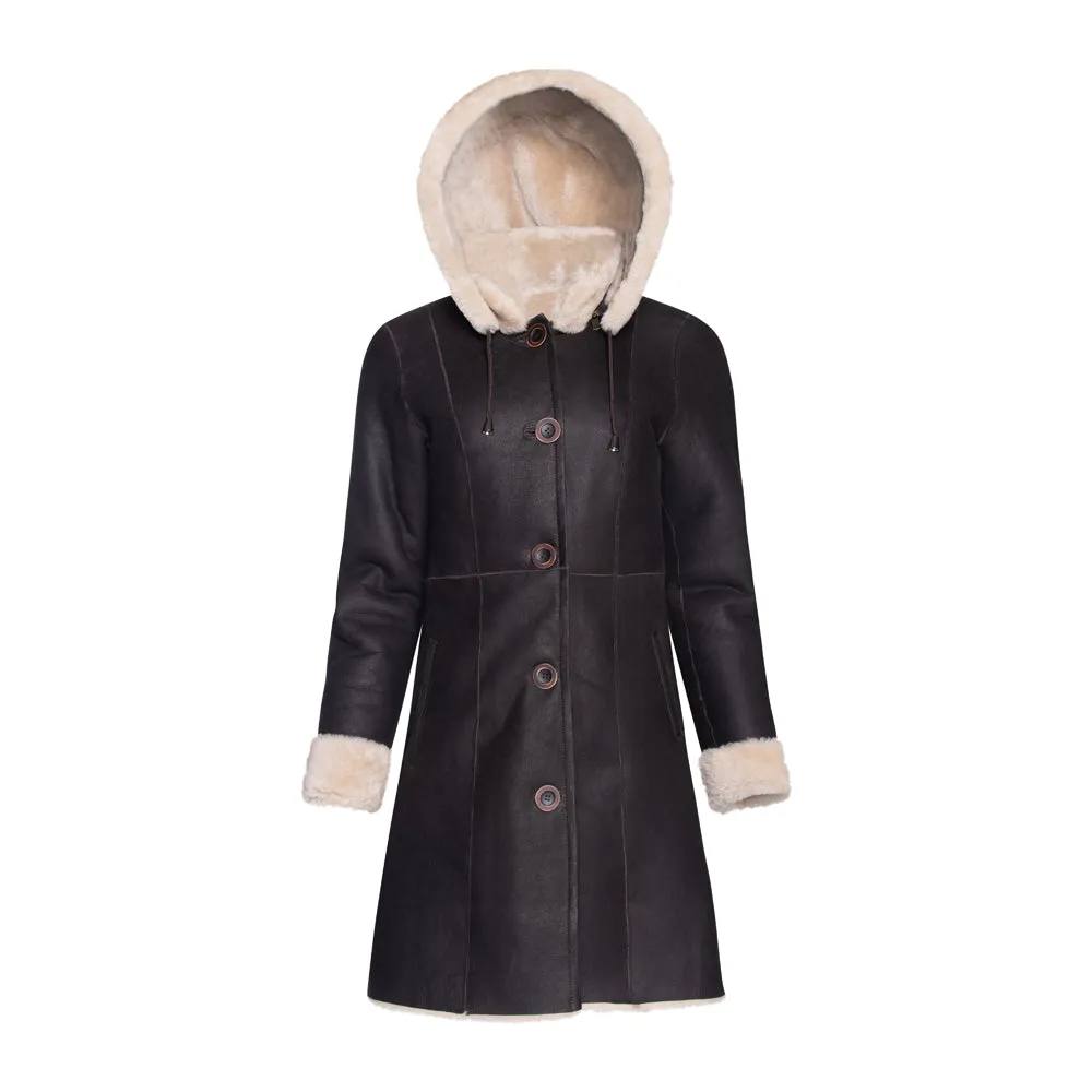 SANTA FE Merino Shearling Hooded Coat