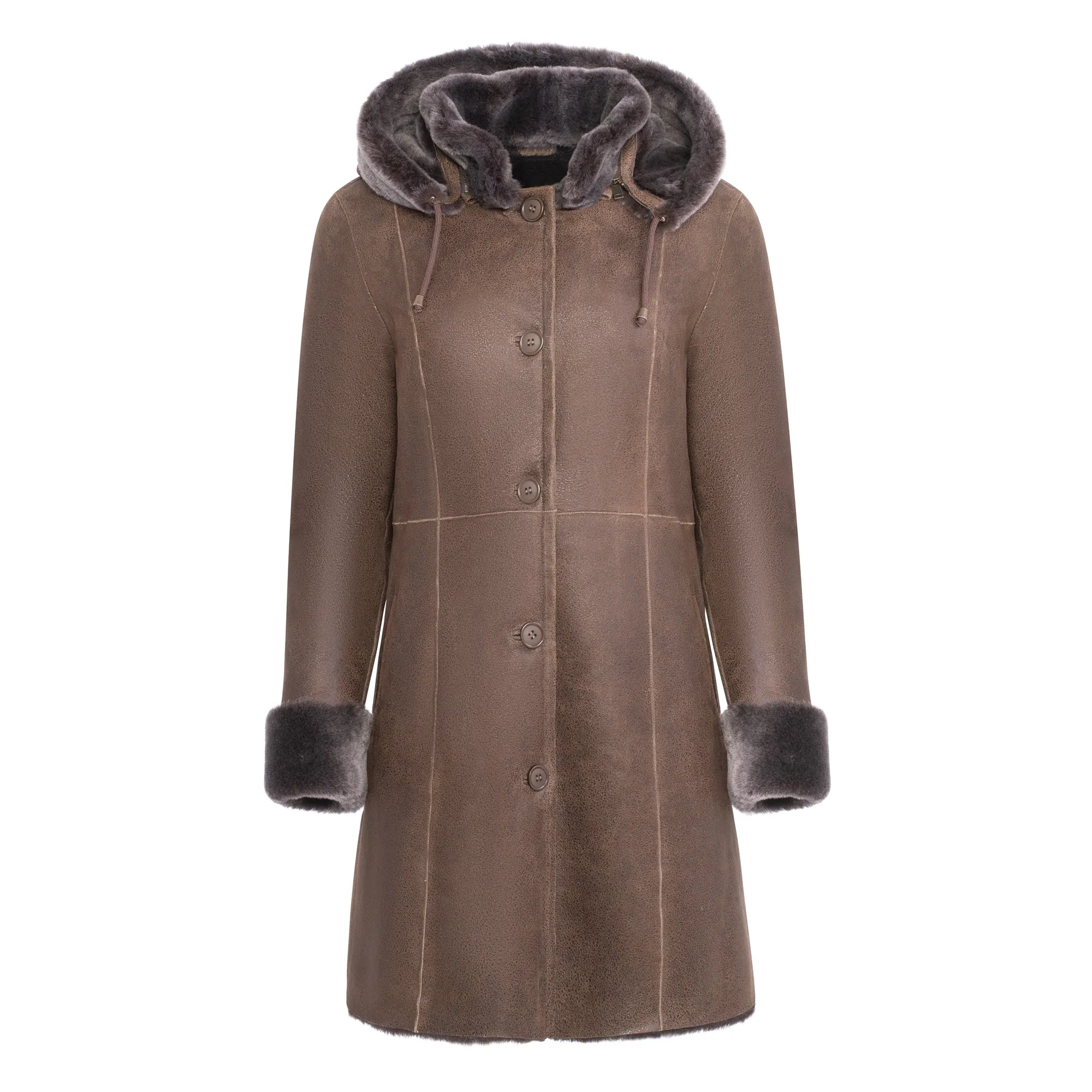 SANTA FE Merino Shearling Hooded Coat