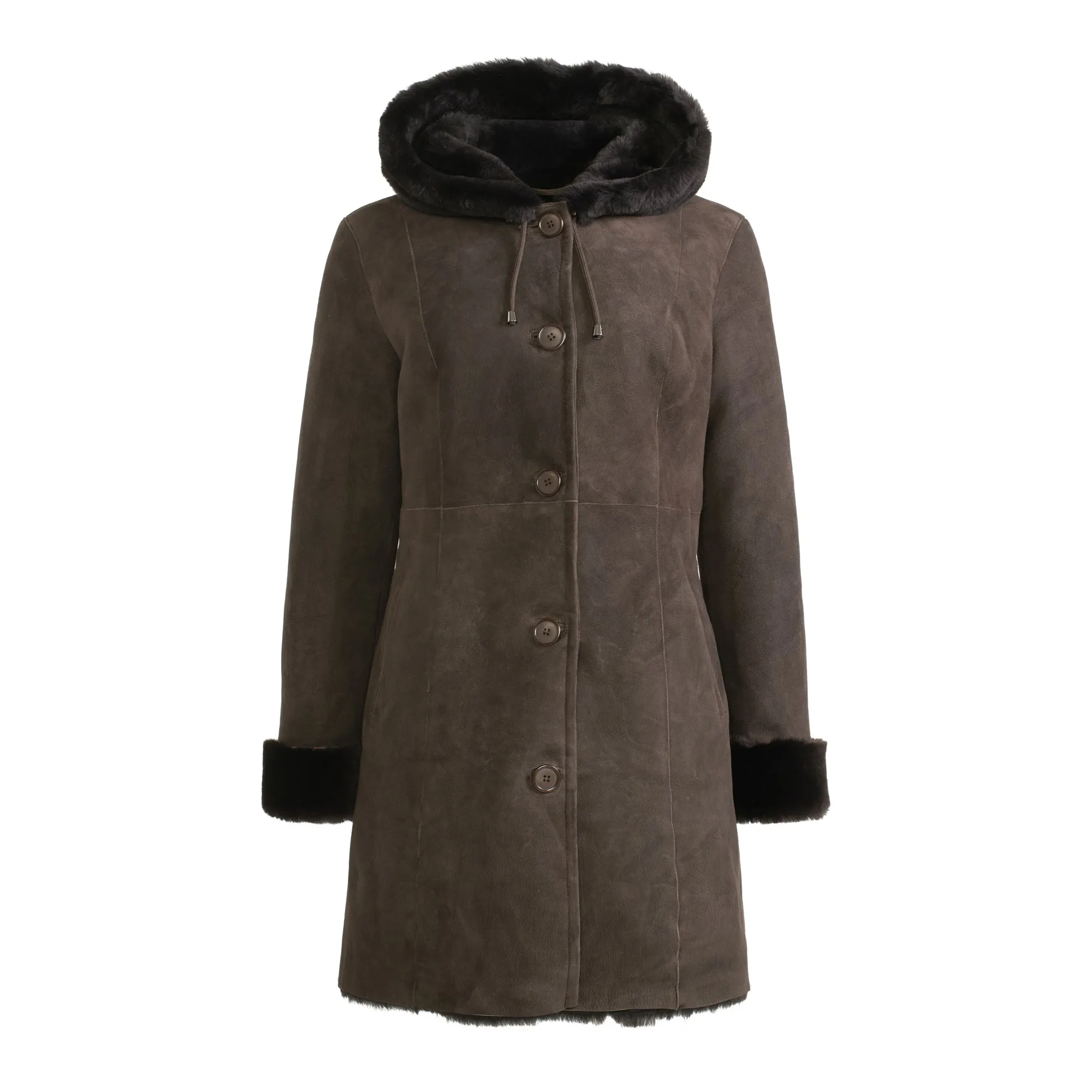 SANTA FE Merino Shearling Hooded Coat