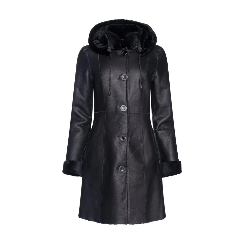 SANTA FE Merino Shearling Hooded Coat