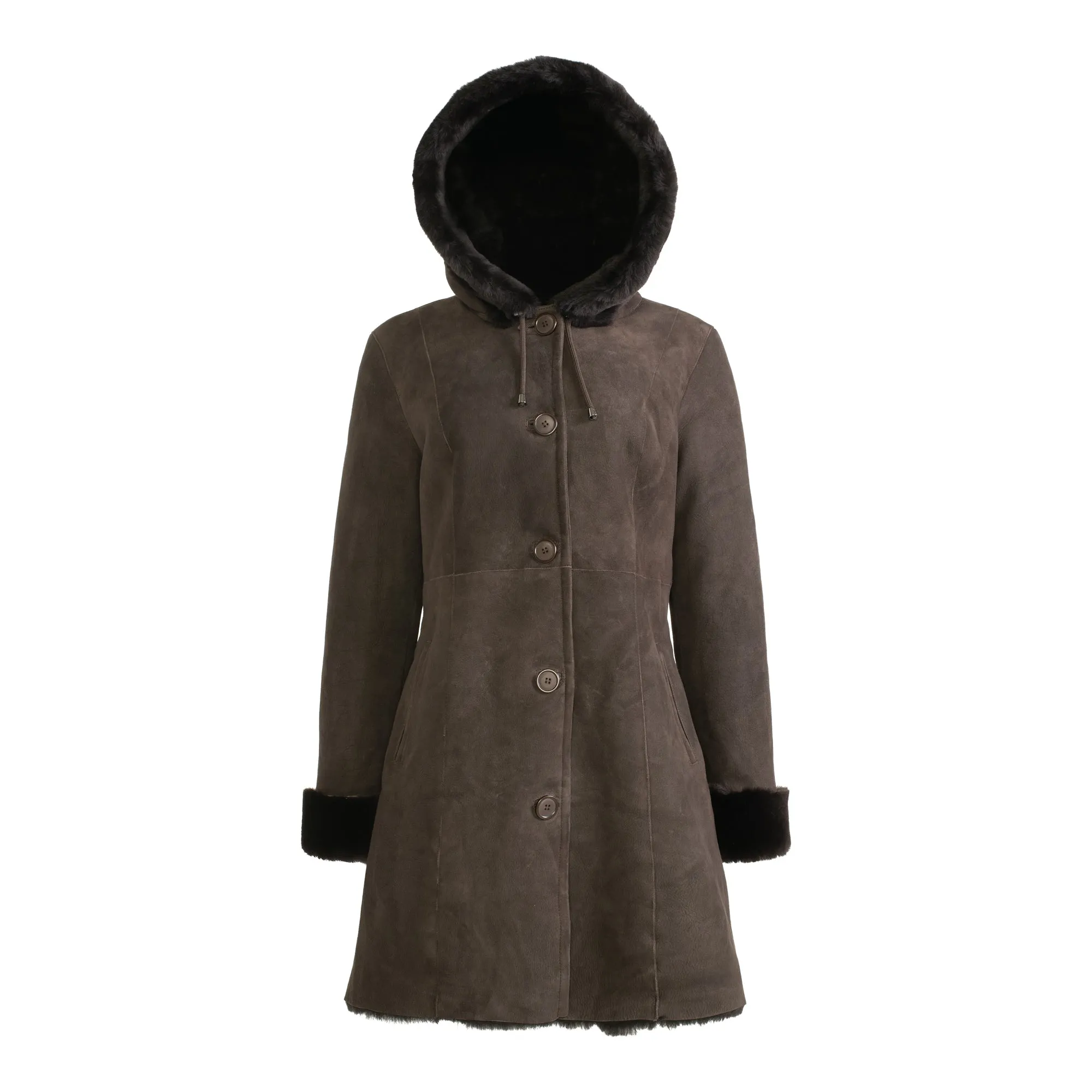 SANTA FE Merino Shearling Hooded Coat